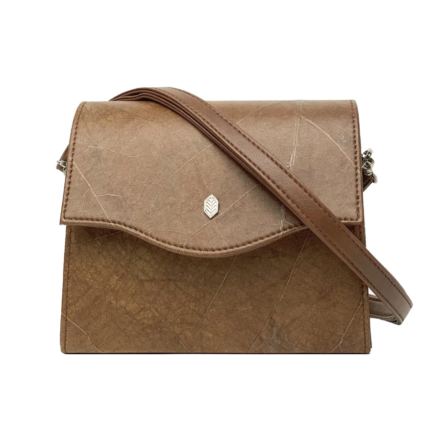 Vegan Leaf Leather Cross Body Box Bag